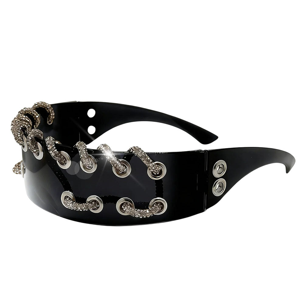 futuristic laced shield sunglasses boogzel clothing