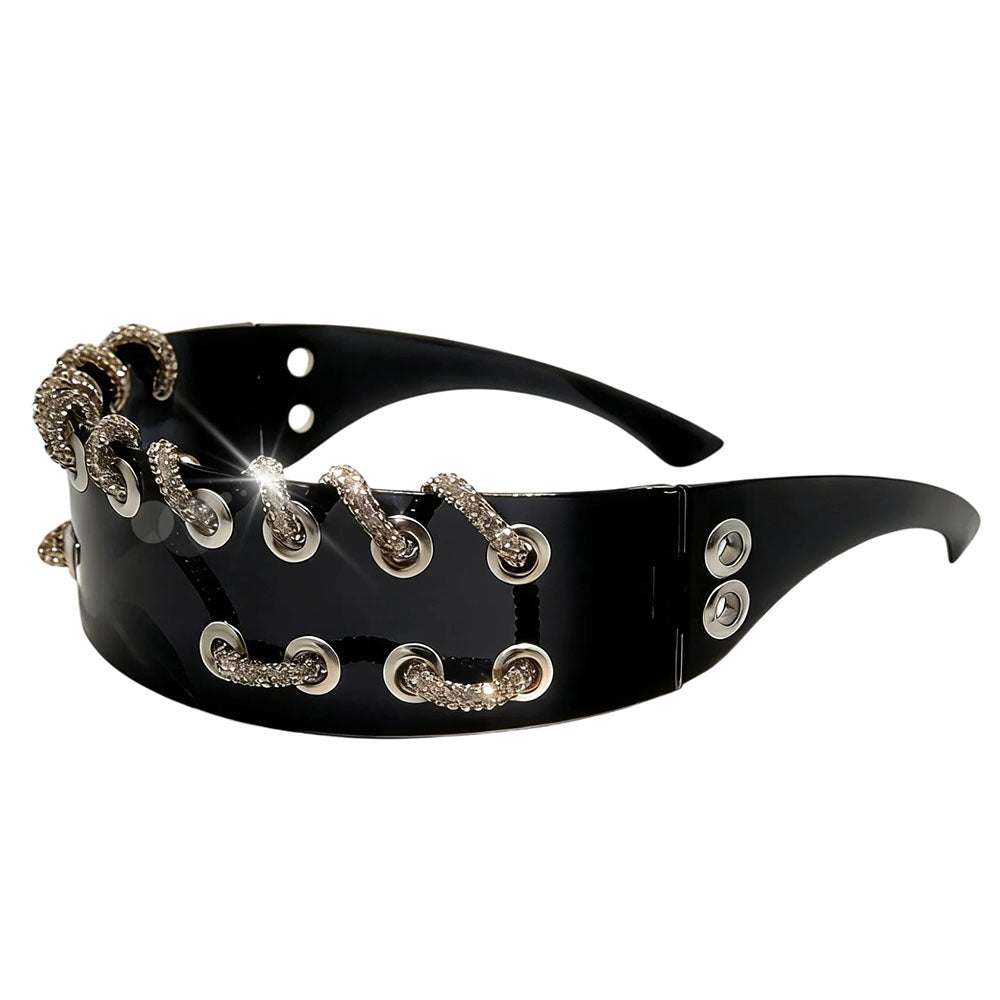 futuristic laced shield sunglasses boogzel clothing