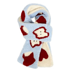 fuzzy apple pattern scarf boogzel clothing