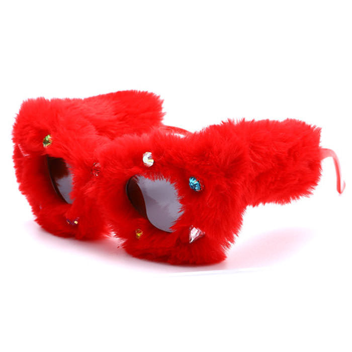 fuzzy rhinestone sunglasses boogzel clothing