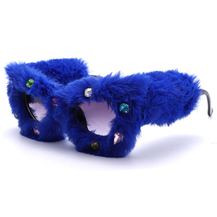 fuzzy rhinestone sunglasses boogzel clothing