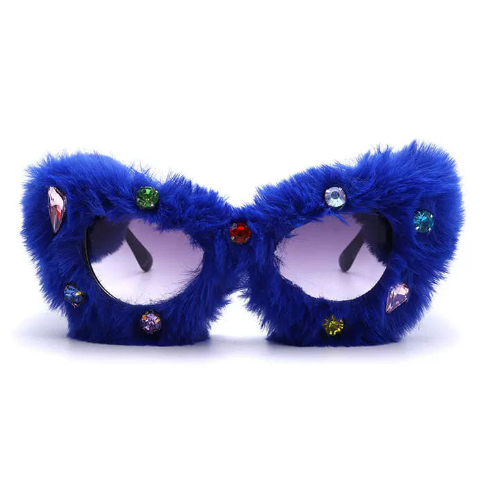 fuzzy rhinestone sunglasses boogzel clothing