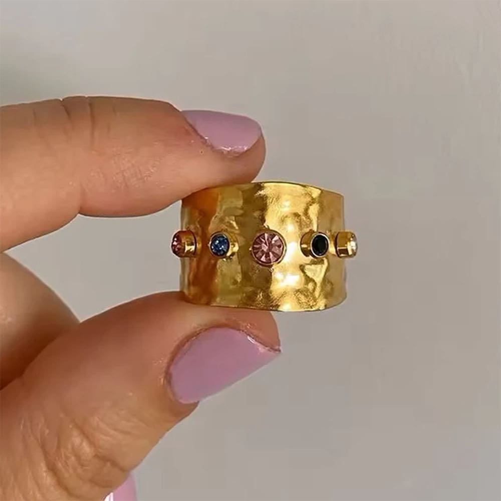gemstones wide ring boogzel clothing