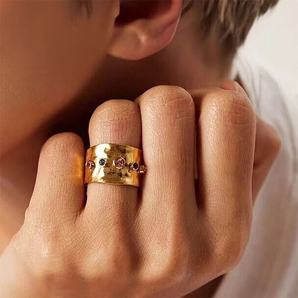 gemstones wide ring boogzel clothing