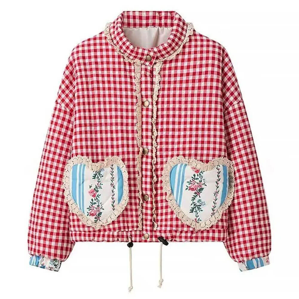 gingham heart pocket coat boogzel clothing