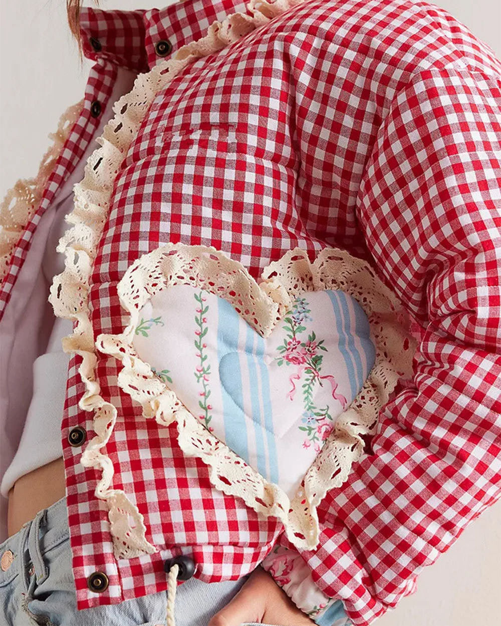 gingham heart pocket jacket boogzel clothing