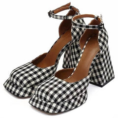 gingham mary jane patform heels boogzel clothing