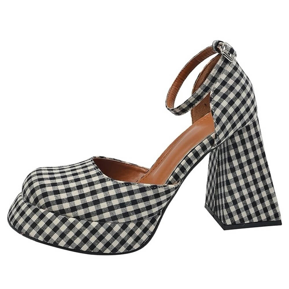 gingham mary jane patform heels boogzel clothing