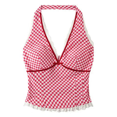 gingham picnic halter top boogzel clothing