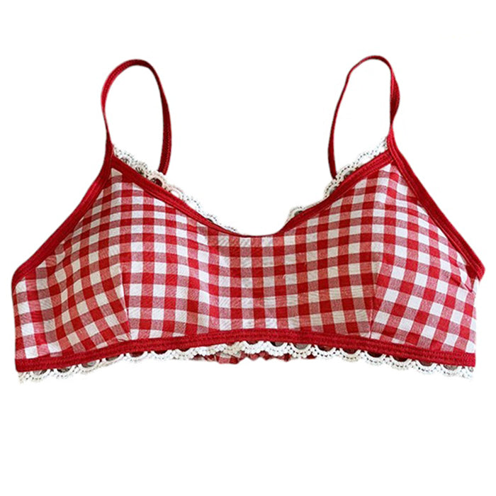 gingham ruffle bra top boogzel clothing
