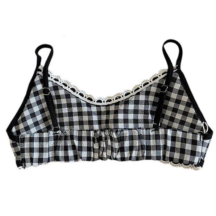 gingham ruffle bra top boogzel clothing
