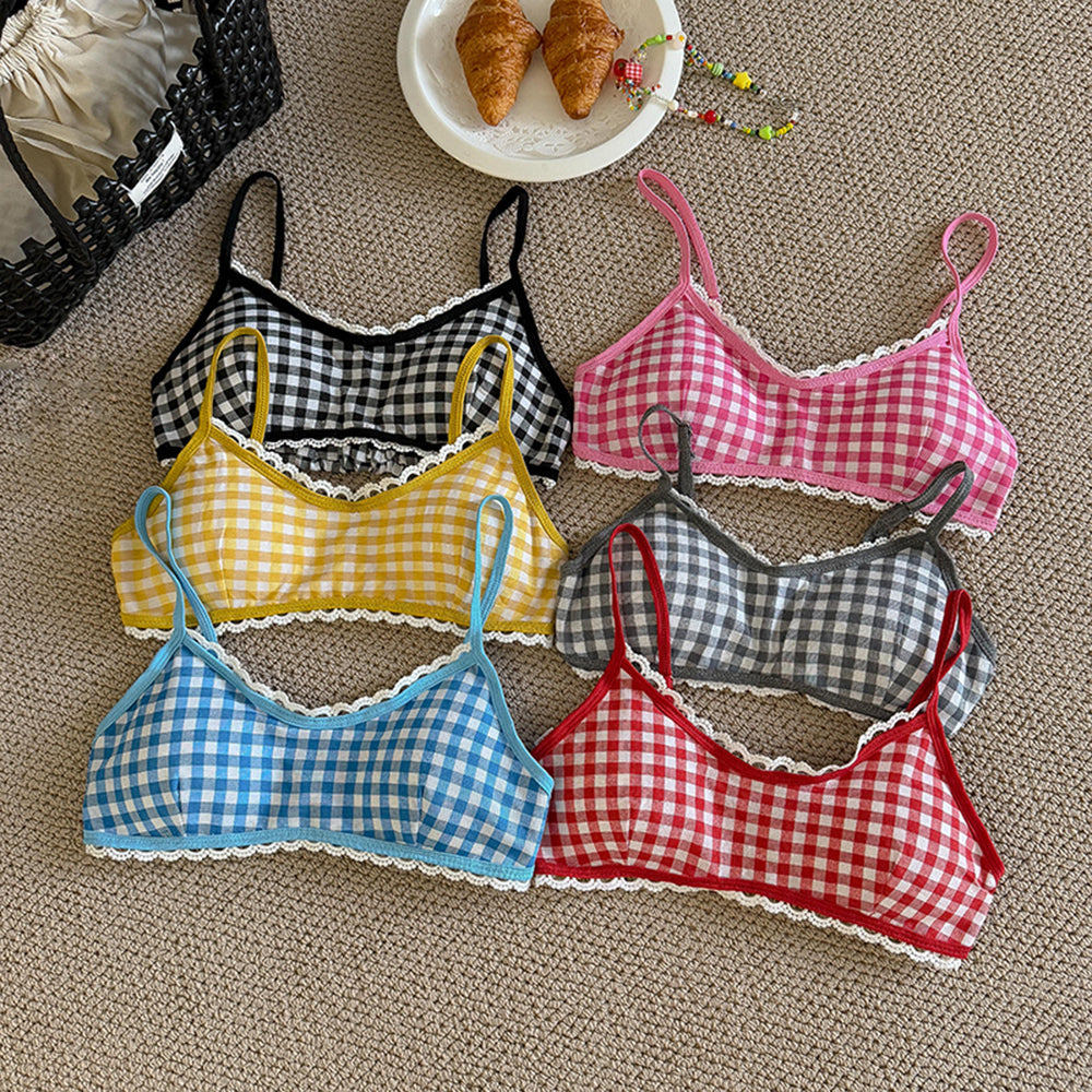 gingham ruffle bra top boogzel clothing