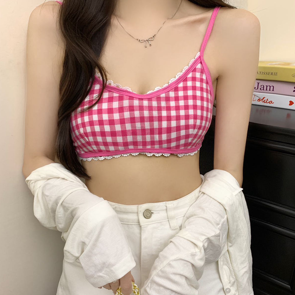 gingham ruffle bra top boogzel clothing