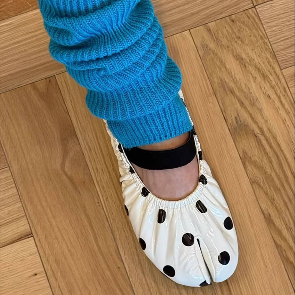 glossy polka dot tabi flats boogzel clothing