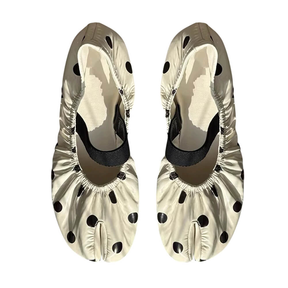 glossy polka dot tabi flats boogzel clothing