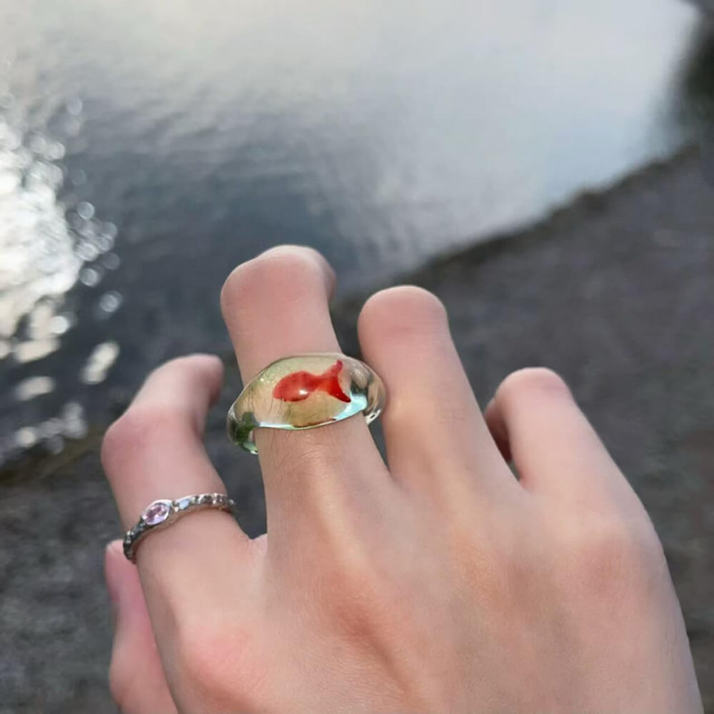 goldfish clear resin ring boogzel clothing