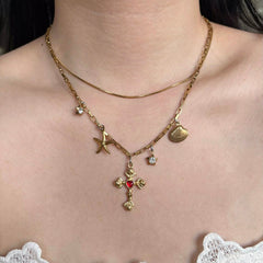 gothic cross layered necklace boogzel clothing