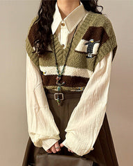 grandma aesthetic striped vest boogzel clothing