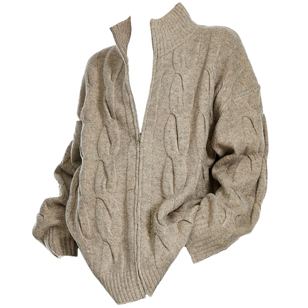 grandpa style cable knit zip jumper boogzel clothing