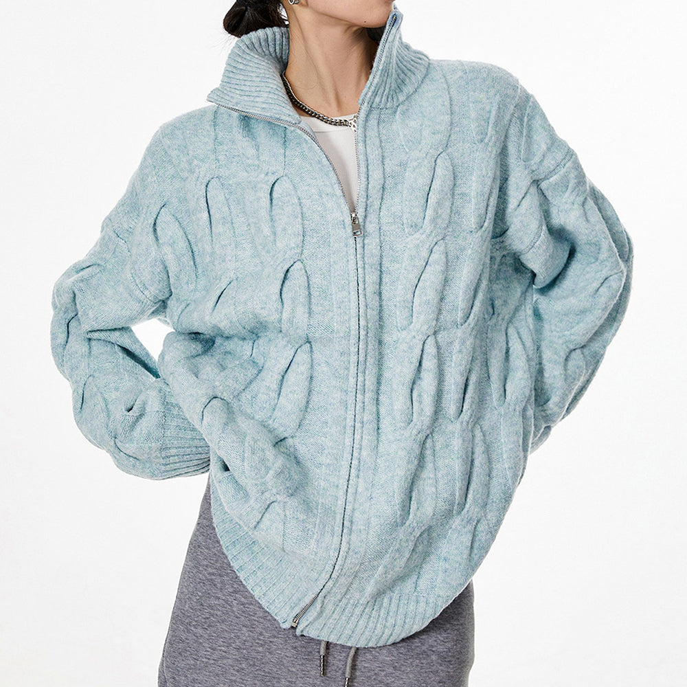 grandpa style cable knit zip jumper boogzel clothing