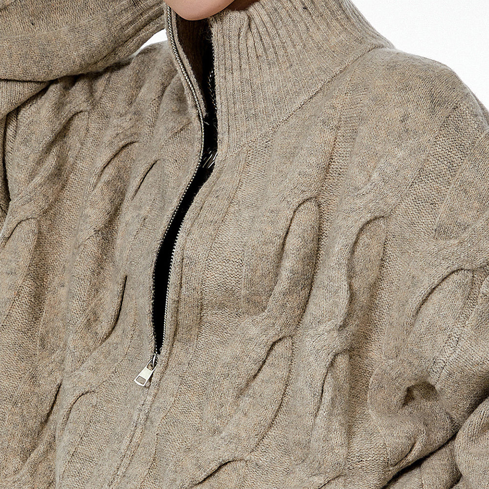 grandpa style cable knit zip jumper boogzel clothing