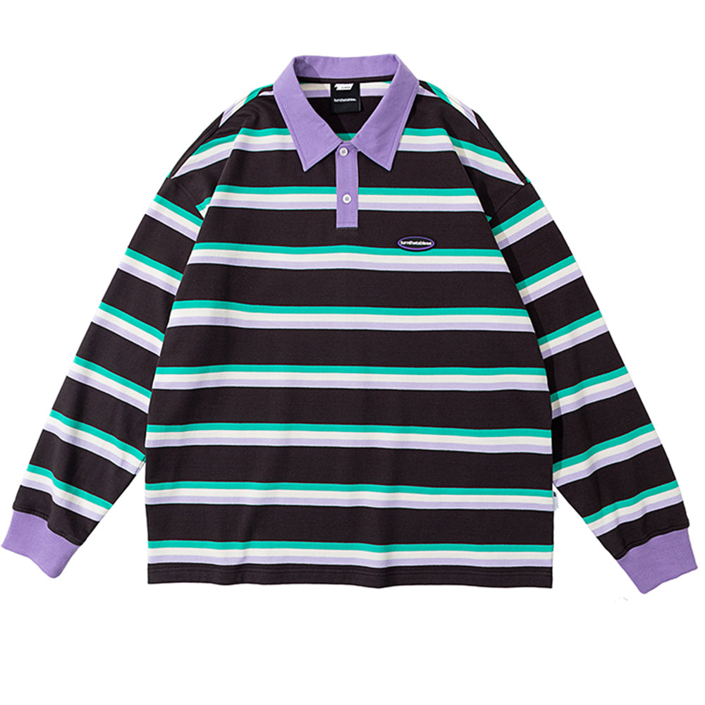 grape mint stripe rugby polo shirt boogzel clothing