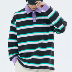 grape mint stripe rugby polo shirt boogzel clothing