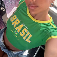 green brazil crop top boogzel clothing