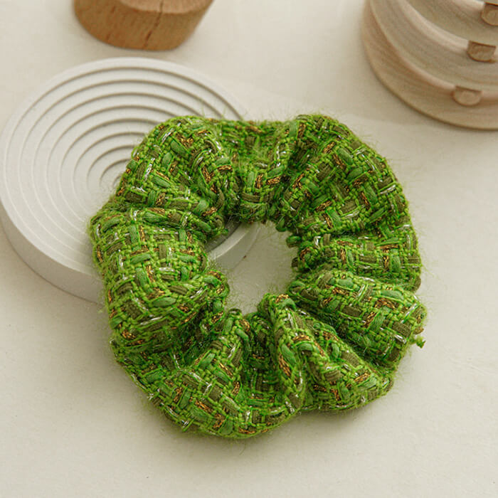 green tweed scrunchie boogzel clothing