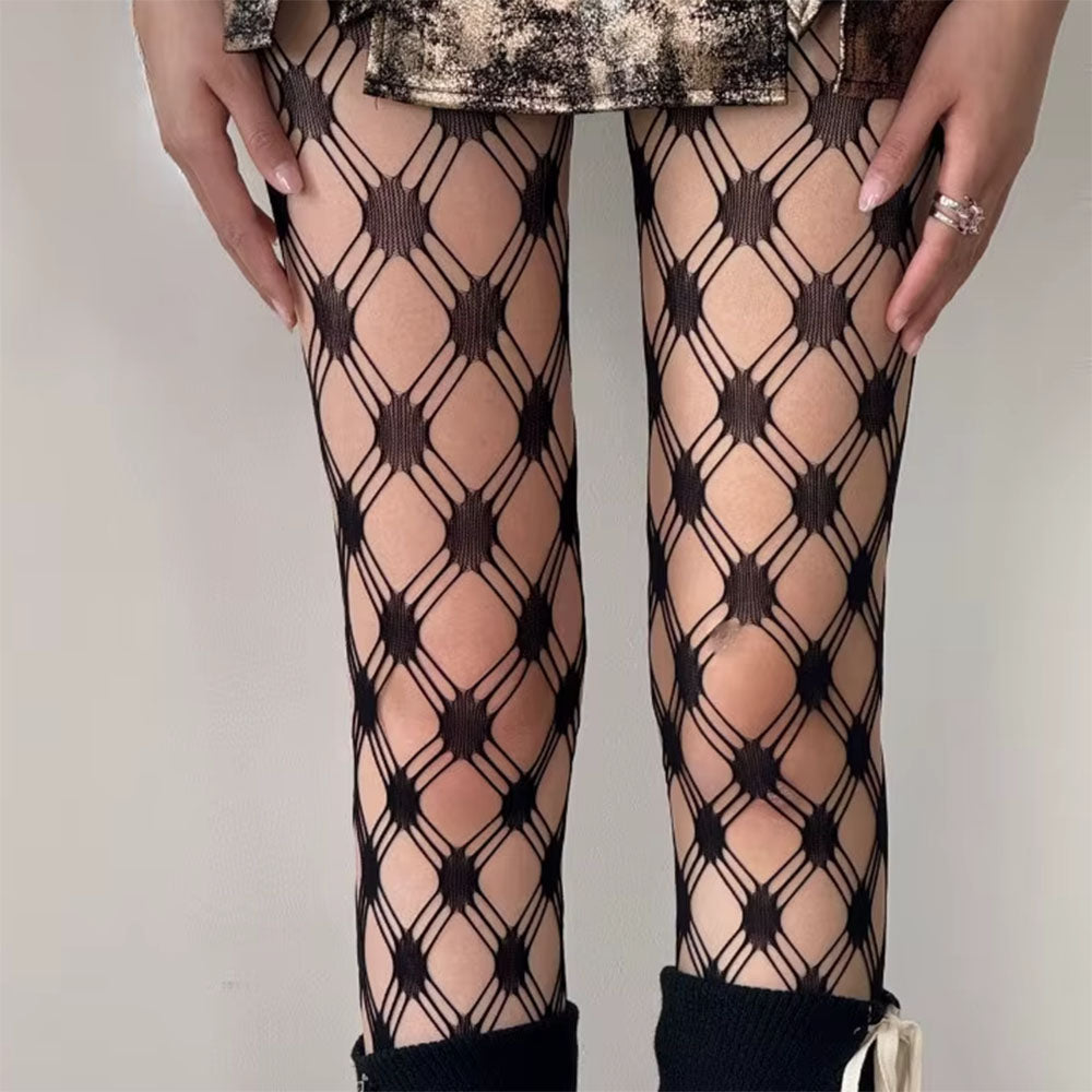 grid patterned mesh tights boogzel clothing