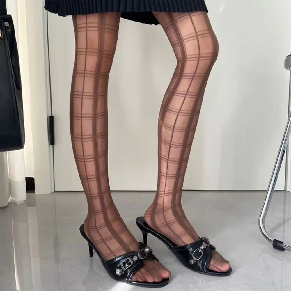 grid pattern sheer tights boogzel clothing
