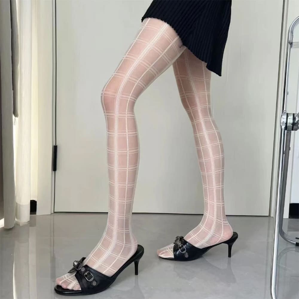 grid pattern sheer tights boogzel clothing