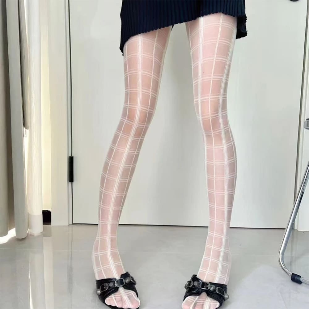 grid pattern sheer tights boogzel clothing