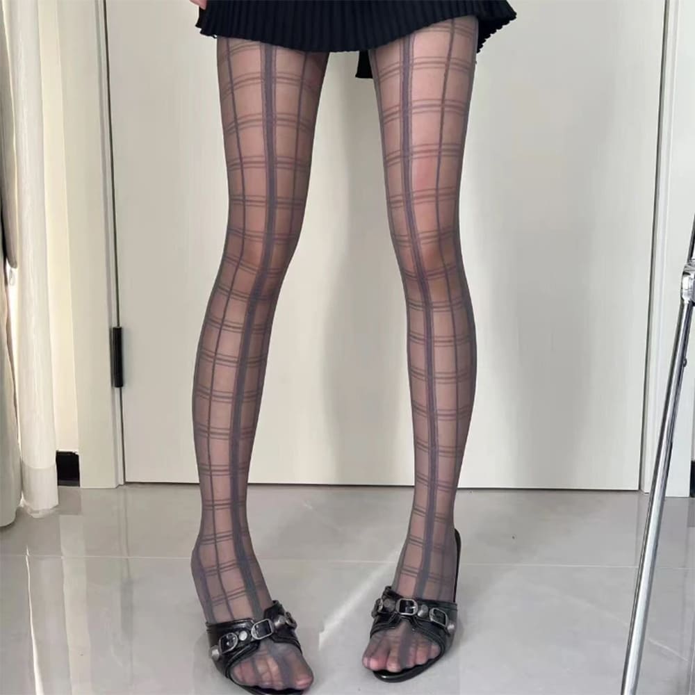 grid pattern sheer tights boogzel clothing
