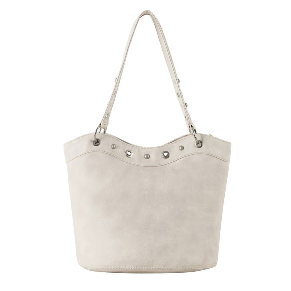 grommet stud beige shoulder bag boogzel clothing
