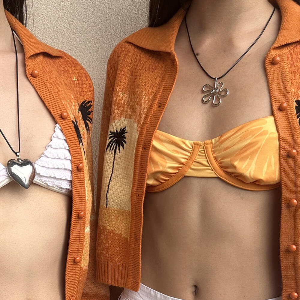 groovy floral outline necklace boogzel clothing