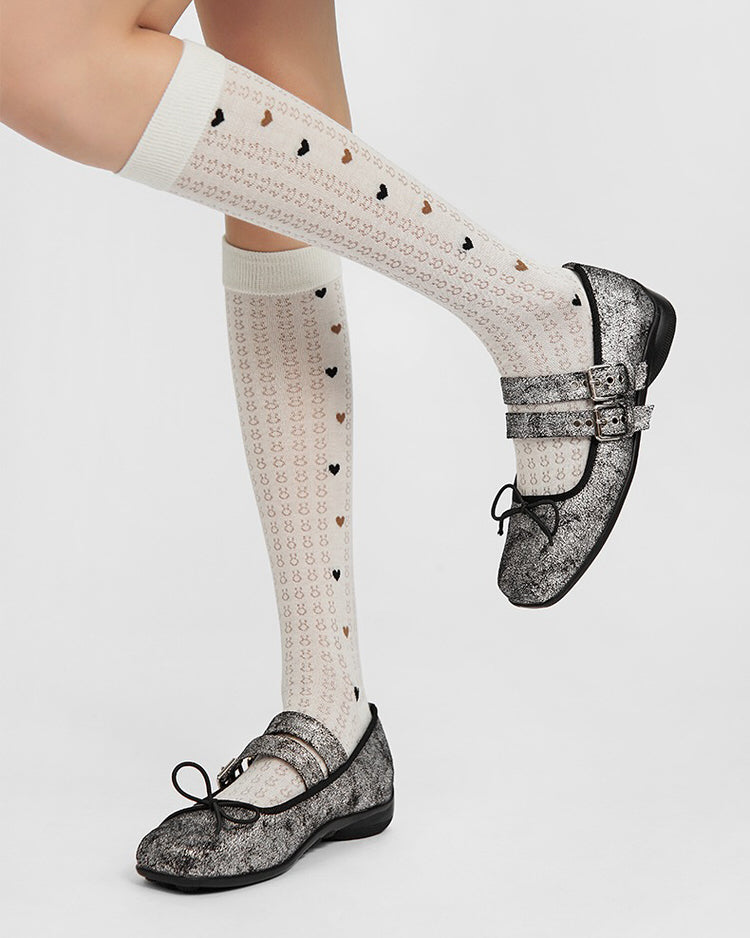 Grunge Ballet Flats - silver Ballet Flats with bows - boogzel clothing
