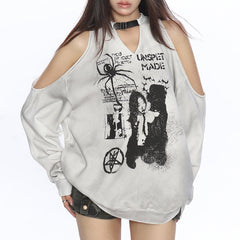 grunge cut out graphic sweatshirt boogzel clothing