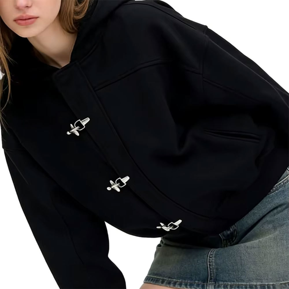 grunge metal clasp zip-up hoodie boogzel clothing