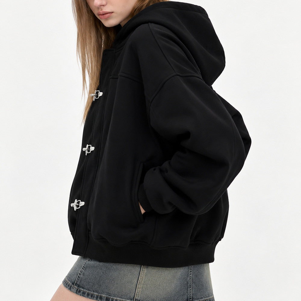 grunge metal clasp zip-up hoodie boogzel clothing