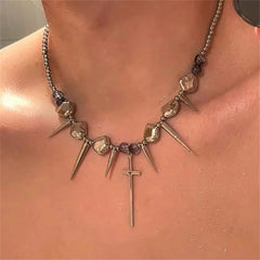 grunge aesthetic cross necklace boogzel clothing