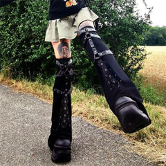 grunge aesthetic flare leg warmers boogzel clothing