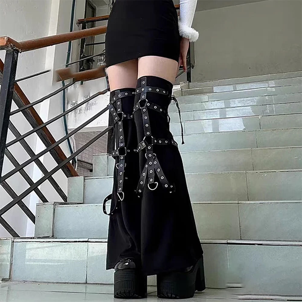 grunge aesthetic flare leg warmers boogzel clothing