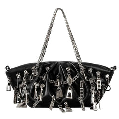 grunge aesthetic ruched chain bag boogzel clothing