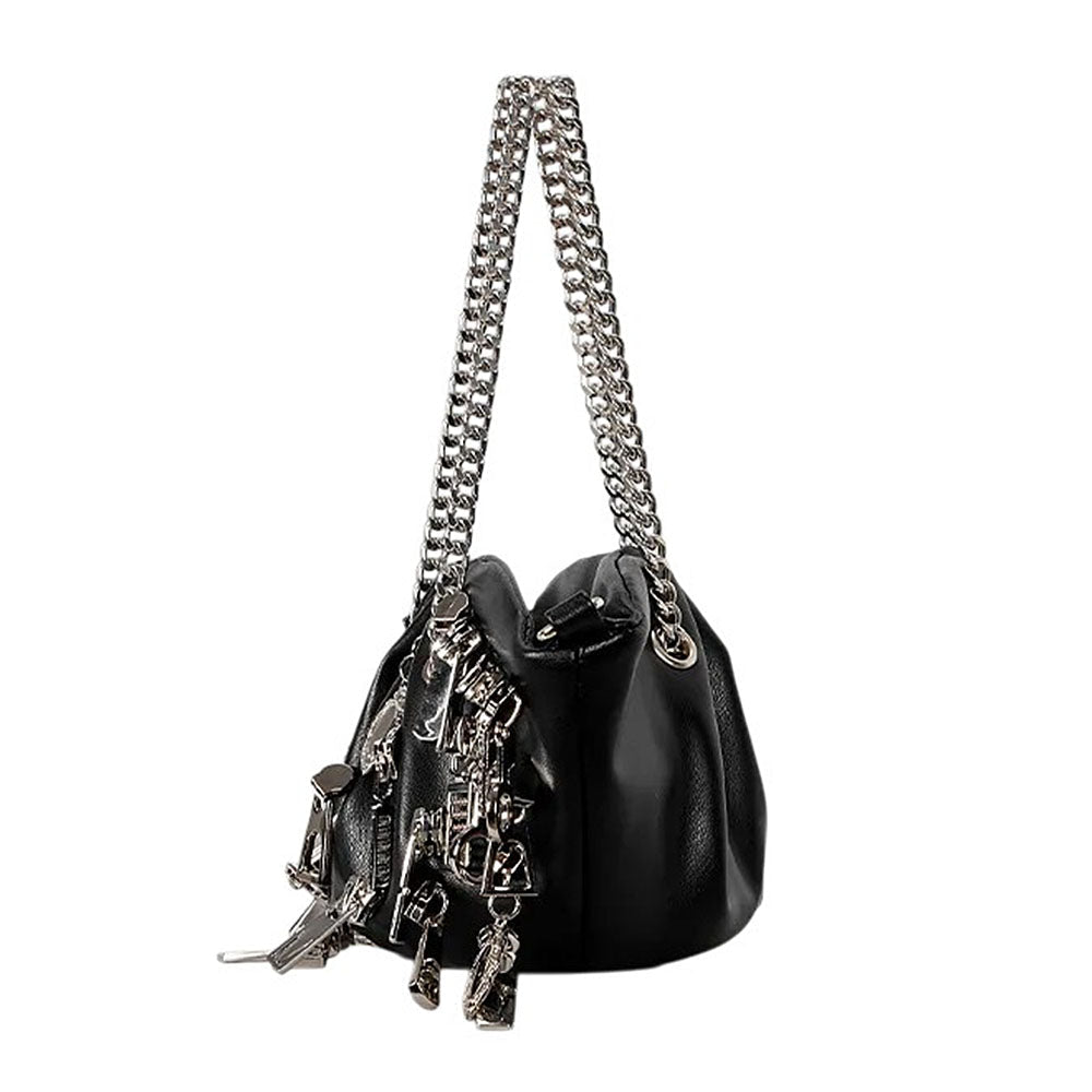 grunge aesthetic ruched chain bag boogzel clothing
