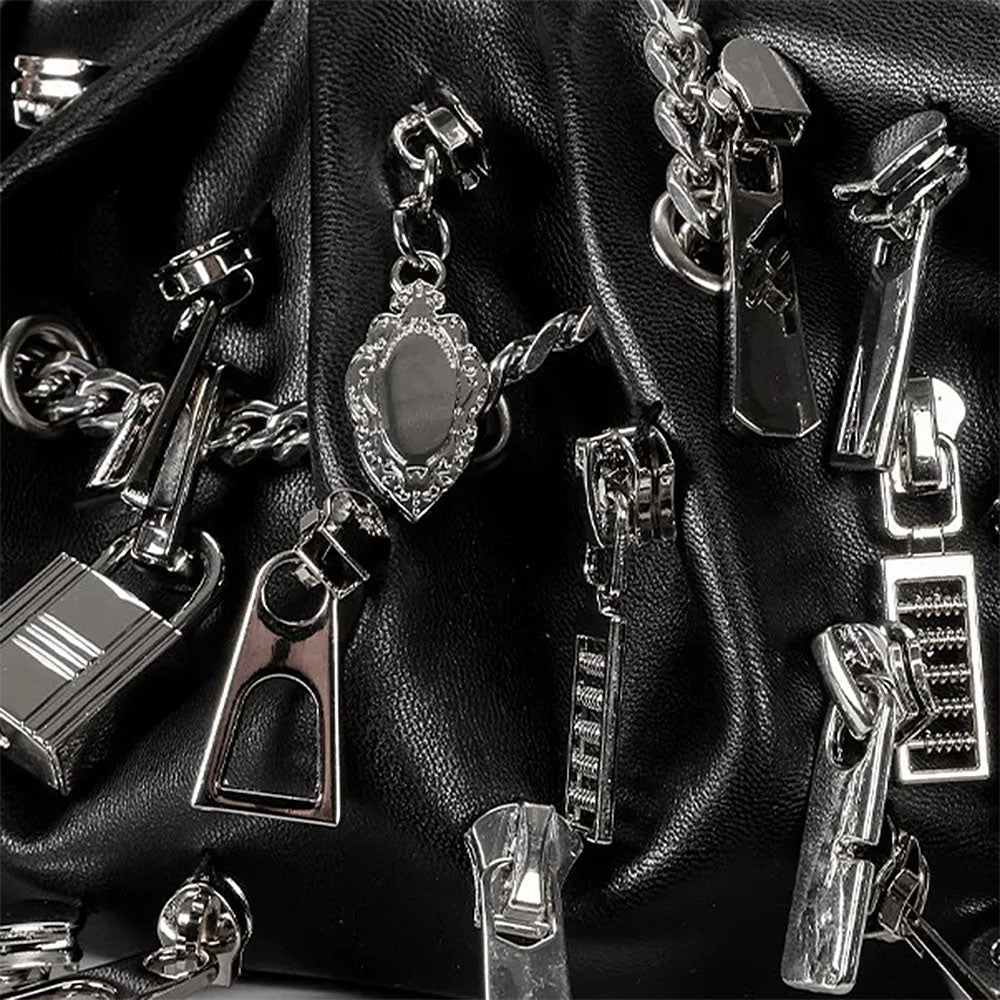 grunge aesthetic ruched chain bag boogzel clothing