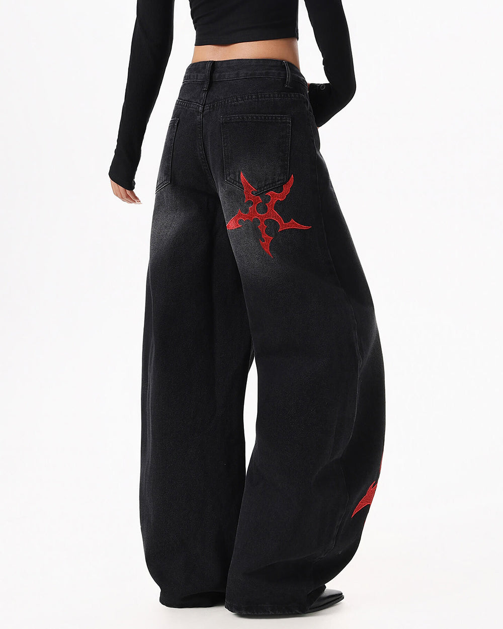 grunge aesthetic wide leg jeans boogzel clothing