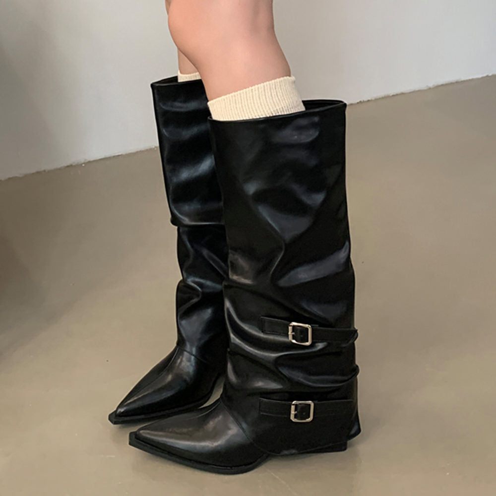 grunge black knee boots boogzel clothing
