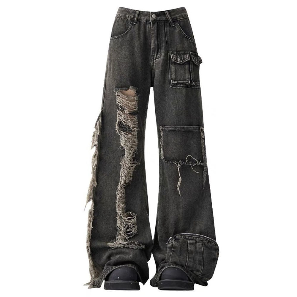 grunge black ripped jeans boogzel clothing