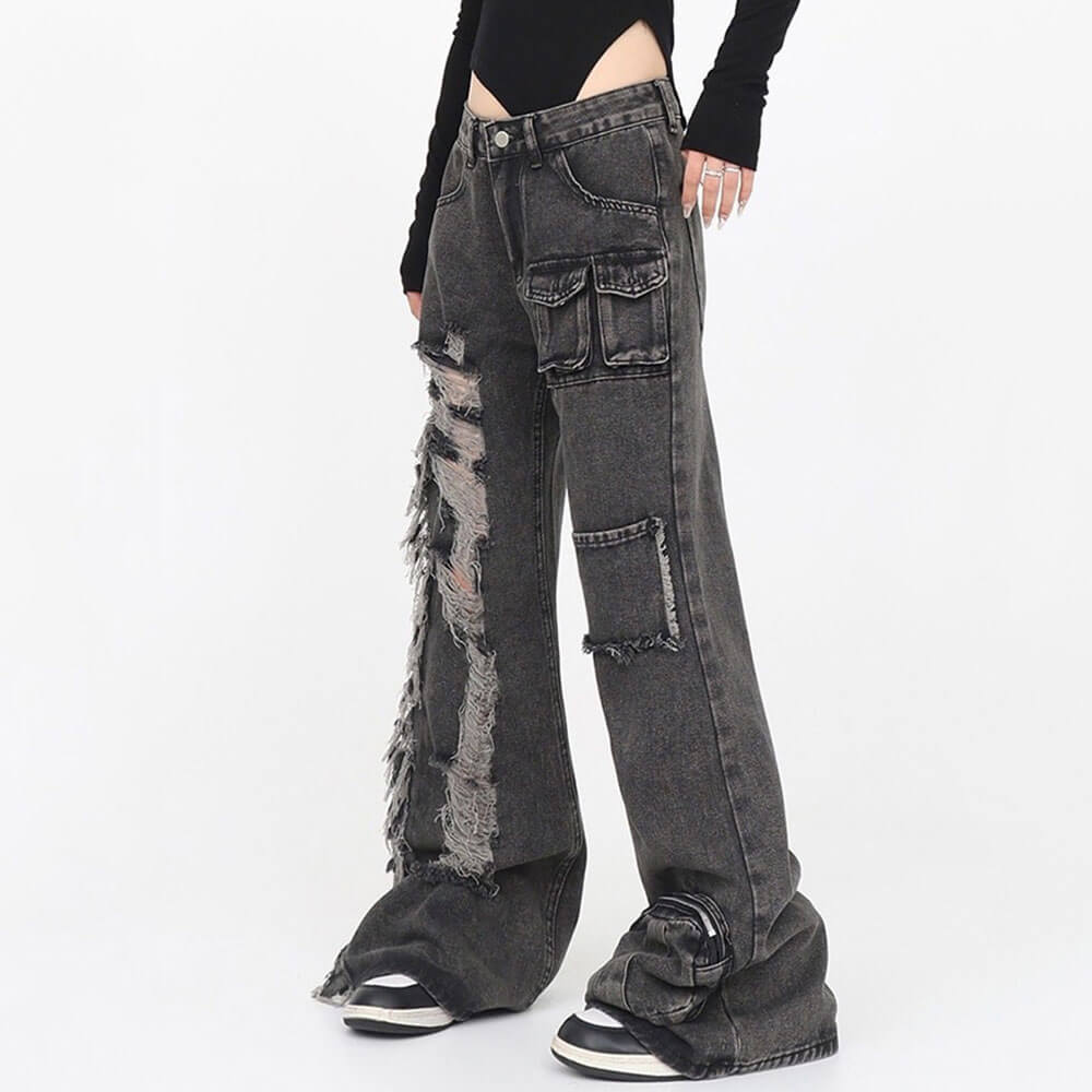 grunge black ripped jeans boogzel clothing